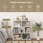Giantex 7 Cube Bookshelf of 2, Free-Standing Wooden Bookcase, 4 Tier Home Display Shelf, Horizontal Storage Unit w/Anti-Toppling Devices, Open-Back Display Rack for Study, Living Room, White