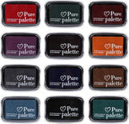 Dizdkizd Ink Pad Set, European Vintage Color Pigment Ink Pad, 12 Colors High Ink Quantity Stamp Pads for Rubber Stamps, Paper, Scrapbooking, Wood Fabric and Craft Supplies