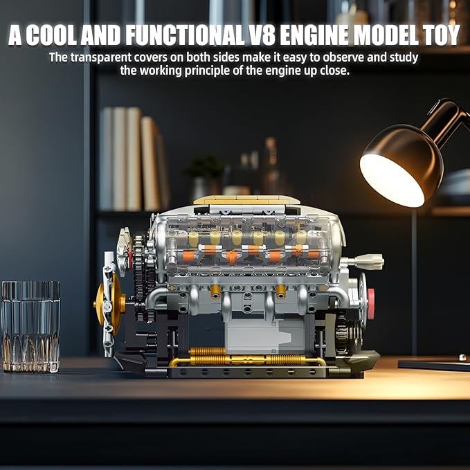V8 Engine Building Kit for Adults, Build Your Own MOC Mini V8 Engine Model Toy for Display, Compatible with Lego Car Set, STEM Building Project for Teens & Kids Boys 8-14 (692 PCS)
