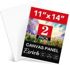 ESRICH Canvas Boards for Painting, 2 Pack Canvas for Painting 11x14 Cotton Primed Acid Free Blank Canvas Panels for Oil Paint, Watercolor, Acrylic Paint, Gouache and Tempera.