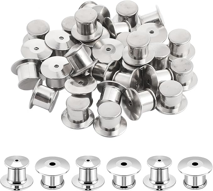 30 Pcs Pin Backs Locking, Metal Pin Backs Safety Pins Locks Pins Keepers Clasp, Lapel Brooch Holder for Brooch DIY Crafts Badges Enamel Lapel Needles