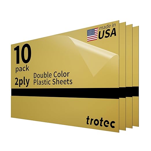 Trotec TroLase Lights | 24"x12"x1/250"(0.1mm thick) | Adhesive-Backed Flexible Laser Engraving Sheet/Film for Decal & Label | Double Color Plastic Sheet for Engraving | Smooth Gold/Black | 10pcs