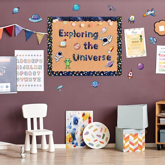 221 Pcs Bulletin Board Letters Round Alphabet Number Punctuation Symbol Combo Letter Cutouts Classroom Decoration for School Classroom Chalkboard Poster Board(Space Round)