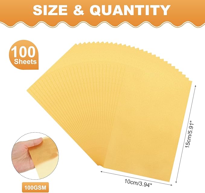 MECCANIXITY 100 Sheet Colored Vellum Paper 4" x 6", 100gsm Translucent Printable Vellum Sheets for Printing Wedding Invitations Inkjet Laser Printer, Bright Gold