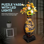 3D Puzzles Vase for Adults, Crafts for Adults, 160 Pieces Plastic DIY Unique Flower Vase with LED Light House Warming Gift Birthday Gifts for Flower Arrangements and Home Decor (Blue)