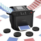 Automatic Card Shuffler and Dealer - 1-2 Decks Support 12 Players, 4 Drawing Remotes, Built-in Gameplays, 360°/180° Deal, for Poker, UNO, Phase 10, Skip-Bo, Rummy (Black)