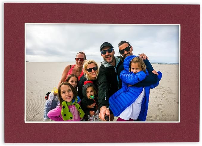 8x10 Mat Bevel Cut for 5x8 Photos - Acid Free Maroon Red Precut Matboard With Backing Board and Crystal Clear, Self Seal Photo Mat Bag - For Pictures, Photos, Framing - 4-ply Thickness