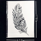TIAMECH A4 Mandala Feather Stencil for Painting on Wood Reusable Big Feather Layering Stencil DIY Scrapbook Coloring Decorative Size 8.3 x 11.7inch Template
