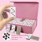 IDTQ Dominoes Set for Adults, Double 6 Dominos Game Set with 28 Domino Tiles Double with Upscale Gift Boxes -7 Polyhedral Dice -Classic Board Games (Light Brown)