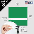 Trotec TroLase | 12"x12"x1/8", 8 Pcs | Bright Green/White | 2 Ply | Modified Acrylic | Laser Engraving Double Color Plastic Sheet | Engraving Blanks for Laser, Saw, Guillotine | Made in USA