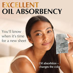 Natural Oil Blotting Sheets for Face with Bamboo Charcoal - 25% Larger - 1pk/100 Makeup Friendly Blotting Papers for Face - Easy Dispensing Oil Absorbing Sheets