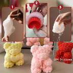 Bowtie Rose Bear Candle Mold 3D Teddy Bear Silicone Mold for DIY Handmade Soaps, Epoxy Resin Crafts, Father's Day Gifts, Birthday Gifts, Valentine's Day Gifts & Home Decorations Reusable Molds
