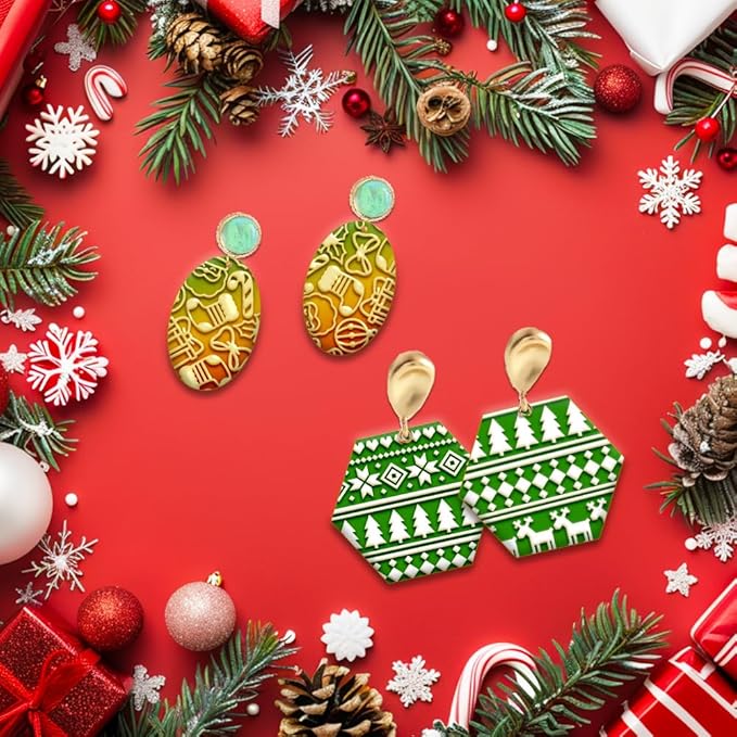 4PCS Christmas Polymer Clay Texture Sheets Set for Using with Clay Cutters, Snowflake Clay Texture Mats, Jewelry Making DIY Christmas Craft Tools