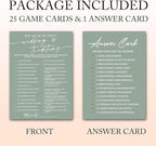Bridal Shower Games Cards, Wedding Traditions Why Do We Do That, 25 Game Cards with 1 Answer Card, Engagement Party Wedding Games for Guests, Minimalist Green Wedding Party Supplies - C08