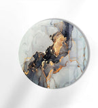 My Photostation.com 20''(50cm) Diameter Gold Details Gray Marble Round Glass Wall Art Tempered Glass Printing Wall Decor Large Wall Art Wall Hangings