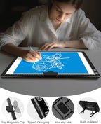Bylitodt Rechargeable A3 Light Pad, Diamond Art Light Board, Lightbox for Tracing and Drawing with 3 Colors & 6 Brightness, Tracing Pad for Weeding Vinyl, Sketching, Diamond Painting Accessories