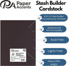 PA Paper Accents Stash Builder Cardstock 8.5" x 11" Chocolate Brown, 65lb colored cardstock paper for card making, scrapbooking, printing, quilling and crafts, 25 piece pack