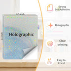 Printable Sticker Paper, 20 Sheets Printable Holographic Star Sticker Paper, Laser/Inkjet Printing- Holographic, Letter Size (8.5" x 11")