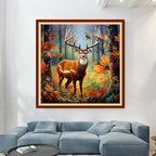 Magxvouy Cross Stitch Kits Stamped Full Range of Embroidery Kits,Cross Stitch Patterns Needlework Kits for Beginners 11CT Printed Kits&Forest Deer 18x18 inch