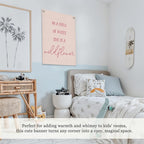 Nursery Decor,Girls Room Decor,Pink Linen Canvas Banner,In a Field Full of Roses She Is a Wildflower Nursery Decor Wall Hanging Flag for Playroom Bedroom Little Girl Room 18x25 Inch