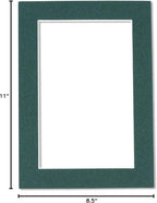 Pack of Ten Acid Free 8.5x11 Mats Bevel Cut for 7x9 Photos - Forest Green Precut Matboards With Backing Boards and Self Seal Photo Mat Bags For Pictures, Photos, Framing - 4-ply Thickness