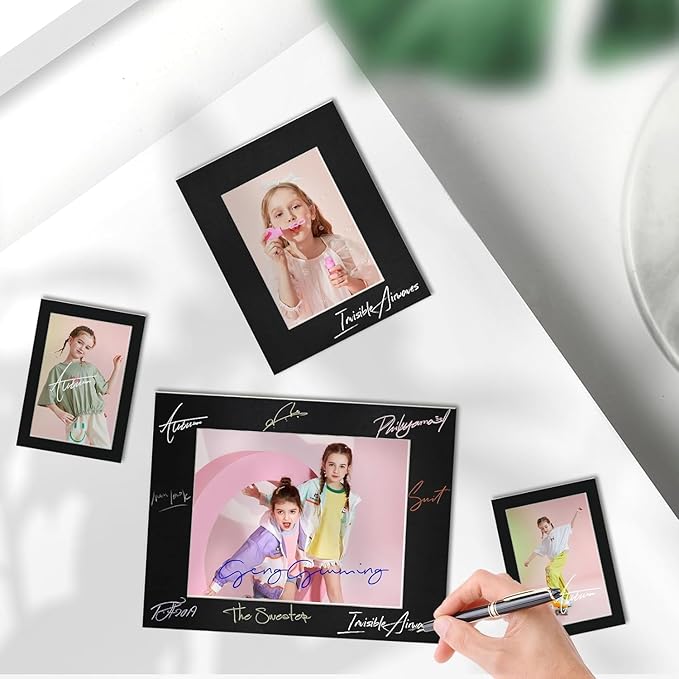 Egofine 8x10 Black Picture Mats Pack of 11, Frame Mattes for 5x7 Pictures, Acid Free, 1.2mm Thickness, with Core Bevel Cut