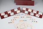 Doublefan Rummy Cube 4 Player Edition, 106 Rummy Cube Game Set with with 4 Plastic Racks in Portable Aluminum Case, Classic Board Game for Adults and Elderly.