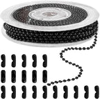 Jishi Steel Ball Chain Bead Dog Tag Chain Beaded Necklace Chains for Jewelry Making Bracelet Military Crafts, Silver Metal Pull Chain Small Ball Bead Chain Roll w/20 Connectors (Black, 33ft 2.4mm)