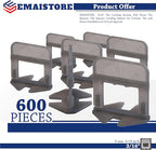 Tile Leveling System (3/16 Inch) – 600 Tile Spacers – Compatible with Most Wedges for Smooth, Seamless Floor & Wall Tile Installation – 5mm Ceramic & Stone Spacers