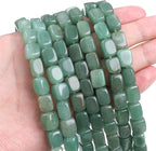 Natural Green Aventurine Cuboid Stone Loose Semi Gemstone Beads for Jewelry Making 8mmx12mm 38cm/Strand