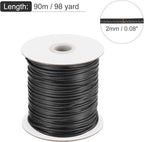 MECCANIXITY Waxed Cord 2mm Waxed Polyester Cord 98 Yard Wax String for Bracelet Making, Necklaces, Beading, Jewelry Making and DIY Crafts(Black)