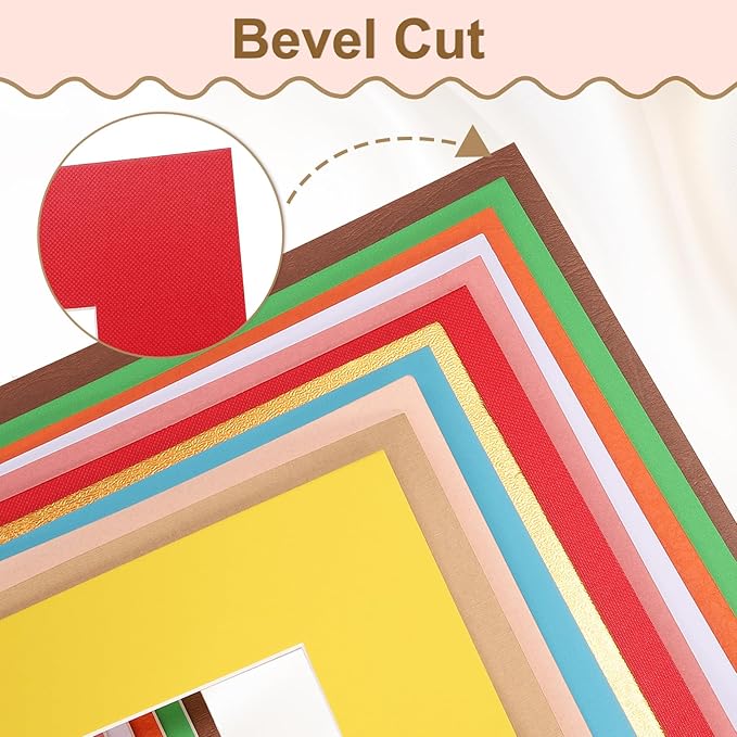 uxcell Picture Mats, 8 x 10 Mat Board Center for 5 x 7 Pictures Acid Free White Core Bevel Cut Frame Mattes with Backing for Display Art Measuring, Lotus Root