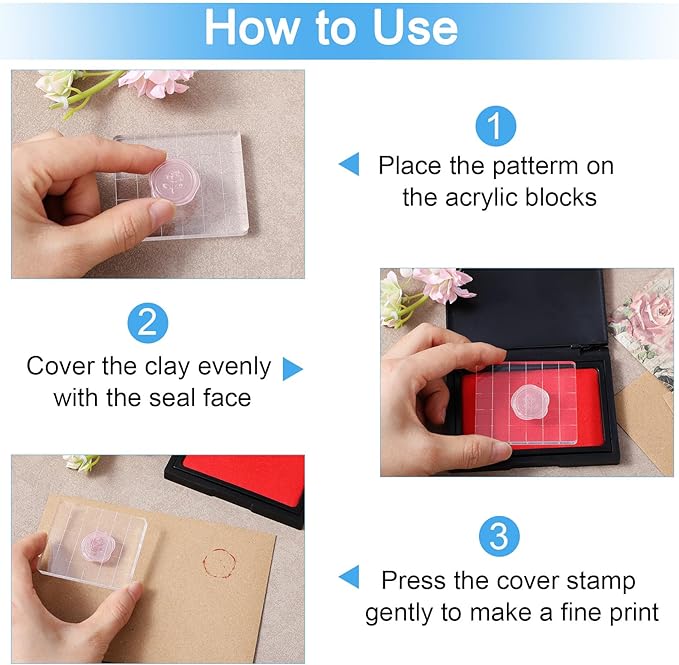 4PCS Acrylic Stamp Block,Square Acrylic Stamping Blocks, with Grid Lines, Clear Stamp Block, for DIY Crafts, Scrapbooking, Card Making, Decorations and Stamping Projects