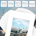MBC Mat Board Center, 10 Pack 12x16 for 8x10 White Picture Mats Frame Mattes, Bevel Cut, Acid Free, 4-ply Thickness