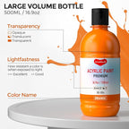 15 Colors Large Acrylic Paint Set (16.9 oz,500 ml), Bulk Acrylic Paint Non-Toxic Art Painting Supplies on Multi Surface Pumpkin Canvas Wood Craft Fabric Rock for Artist Kids with Color Wheel