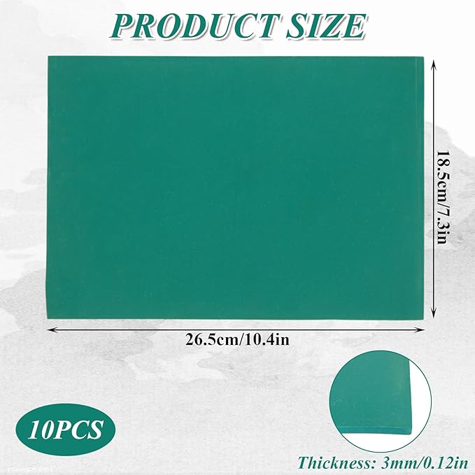 LDXDRU 10 Pack Linoleum Blocks for Printmaking, 8 x 10 Inch Linoleum Blocks Green Linocut Block Linoleum Block Printing for Engraving Art Project Printmaking Stamp Carving Block