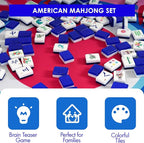 Original Design American Mahjong Tile Set with 160 Acrylic Blue Back Tiles, Upgraded American Style Mahjong Game with Portable Bag and 4 Dices, Classic Board Games for Family Night