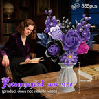Gohero Purple Roses Building Blocks Set (822PCS) - Lego Compatible Flowers for Adults, Gothic Home Decor, for Women & Teen Girls, Making It an Ideal Gift for Halloween, Valentine's Day.
