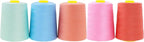 Mandala Crafts 5 Pack of Serger Threads Cones Spools - 20S/2 30000 Yards Polyester Pastel Threads for Sergers Machine and Overlock Quilting Sewing Machine