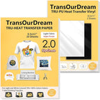 TransOurDream Tru-Iron on Heat Transfer Paper for Light Fabric (20+2 Sheets, 8.5x11") Printable Iron on Transfers Paper for Inkjet Printer & Heat Transfer Vinyl for T Shirts (L2-BW-22)