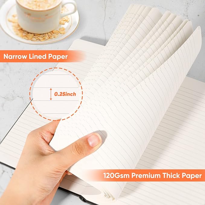 Huhuhero Notebooks Journal, Ruled Notebook, Premium Thick Paper Lined Journal, Black Hardcover Notebook for Office Home School Business Writing Note Taking Journaling, 5"×8.25" (5, Navy Blue)