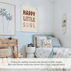 Nursery Wall Decor,Kids Room Decor,Happy Little Soul Linen Canvas Banner,Boho Inspirational Wall Hanging for Girls Bedroom,Nursery,Playroom 18x25 Inch