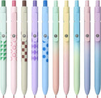 Gel Pens,10 Pcs Medium Point Smooth Writing Pens Cute Pens for Women, High-End Series 0.7mm Black Ink Pens for Journaling Note Taking, School Office Supplies (10 Pcs Gradient and Geometric)