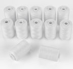 ilauke Thread for Sewing 12 Spools 1000 Yards Each, Polyester All Purpose Thread White Sewing Threads for Sewing Machine/Hand Sewing/Hand Quilting Thread