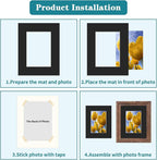 ZBEIVAN 8x10 Black Picture Mats with Core Bevel Cut Frame Mattes for 5x7 Pictures - Pack of 5