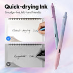 Writech Retractable Gel Ink Pens: 8ct Black Ink 0.5mm Fine Point Tip Pen Comfort Grip Smooth Writing with Aesthetic Gradient Color Barrel for Journaling Note Taking Sketching No Bleed & Smear