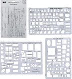 Mr. Pen- House Plan, Interior Design and Furniture Templates, Drafting Tools and Ruler Shapes for Architecture - Set of 3