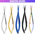Cross Edge Spring Scissors 5 Inch straight Stainless Steel Precision Eyebrow & Eyelash Shaping & Trimming Scissor, Snips Squeeze, Embroidery, Knitting Micro Tip Craft Scissors (Silver)