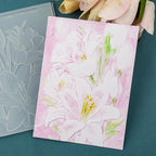 BAOFALI 3D Embossing Folder for Card Making,Lily Flowers Clear Plastic Texture Fades Embossing Folder Template for Scrapbooking and Other Paper Craft Album Stamps DIY Decoration 6.3" L x 4.5" W