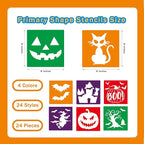 24 Pieces for Kids,Large Drawing Chalk,8 Inches Washable Shape Template Kit for Kids Crafts,Painting Drawing,School Projects (Halloween, 8 inch)